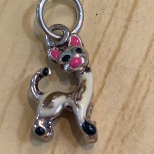 .925 White Cartoon Cat Sterling Silver Jewelry Charm